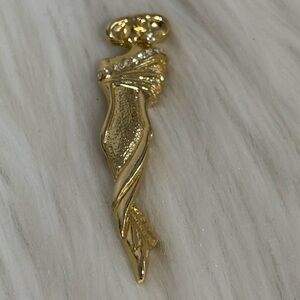 Vintage Gold-Tone Abstract Lady Silhouette Brooch